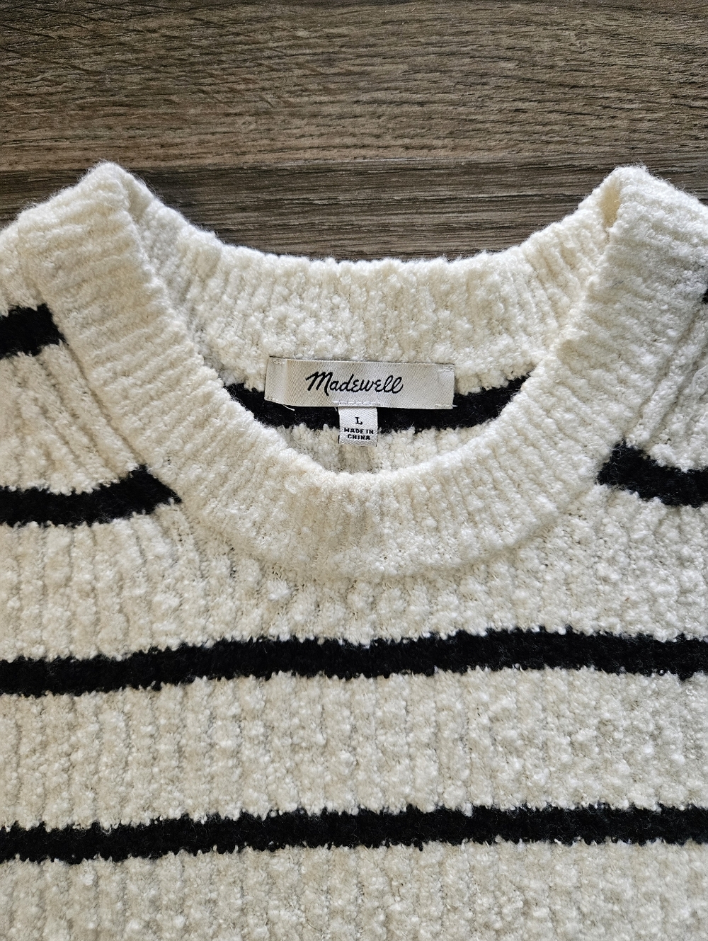 Madewell Bouclé-Knit Black &‎ White Stripe Sweater Tank - Picture 6 of 9